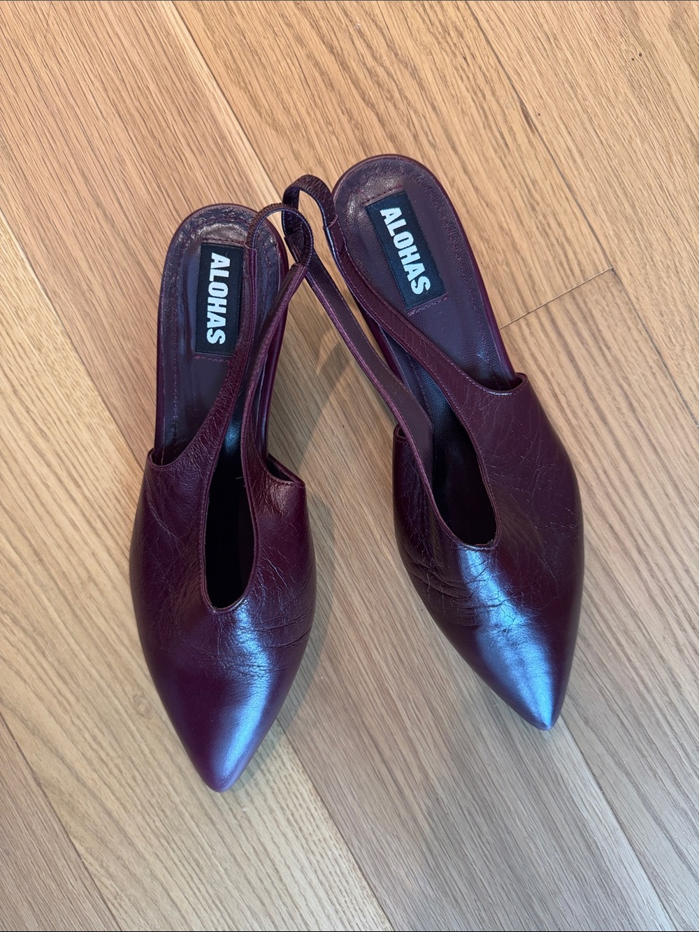 ALOHAS Wine Pointed Slingback Kitten Heels - Picture 2 of 3